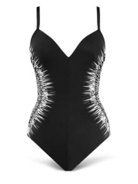 Miraclesuit Temptation One Piece Swimsuit Sz 12 Black Slimming Tummy Control